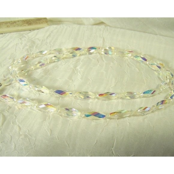 Vintage Swarovski AB Twisted Crystal Necklace 29” Bead Styles 5206 & Spacer 5305 - Picture 7 of 7